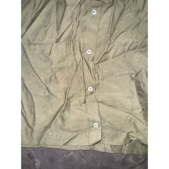 WAYF Womens Long Sleeve Cropped Shirt Olive Green Size M Rayon & Polyester - Picture 4 of 8
